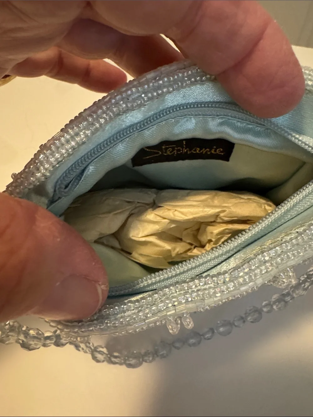 Beaded Sequin Evening Bag - Powder Blue